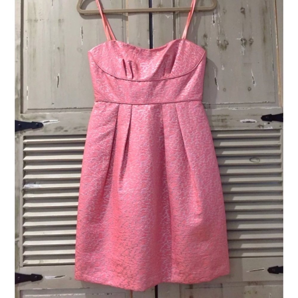 BCBG Max Azria Strapless Jacquard Peach Blush Cocktail Dress – Size 4